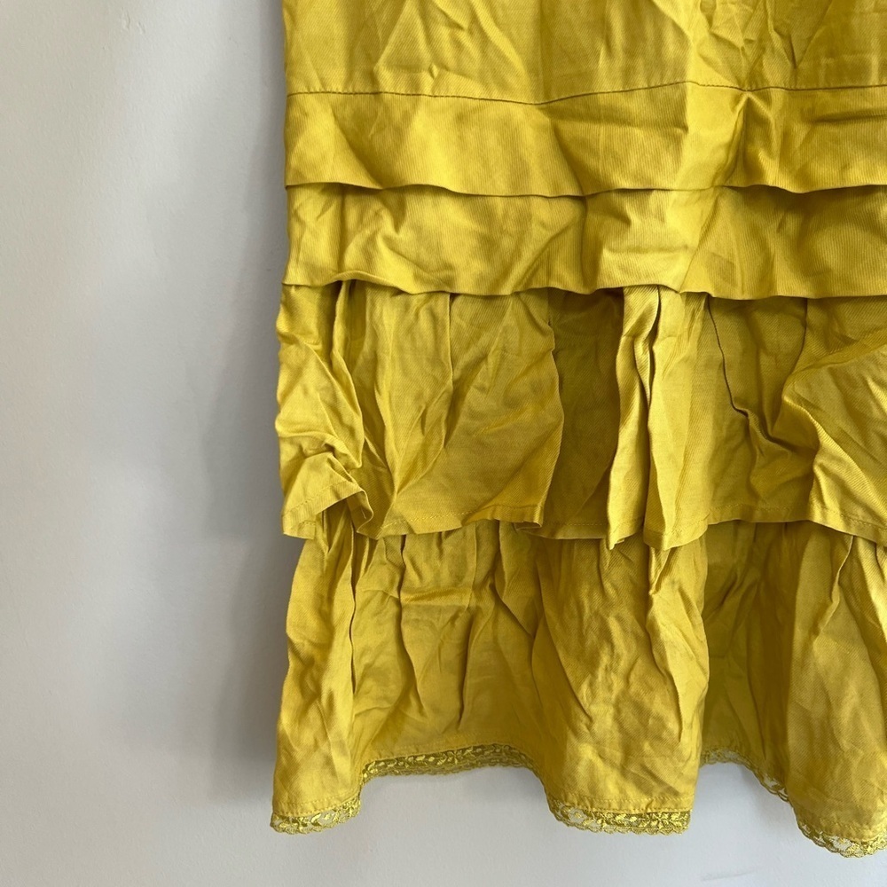 NWT Anthropologie Maeve Knit Babydoll Ruffle Tiered Mini Dress, Yellow Gold, XS - Picture 4 of 7